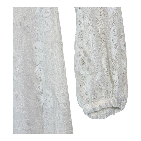 Open Edit Sheer Lace Long Sleeve Maxi Dress in White NWT - Picture 10 of 11